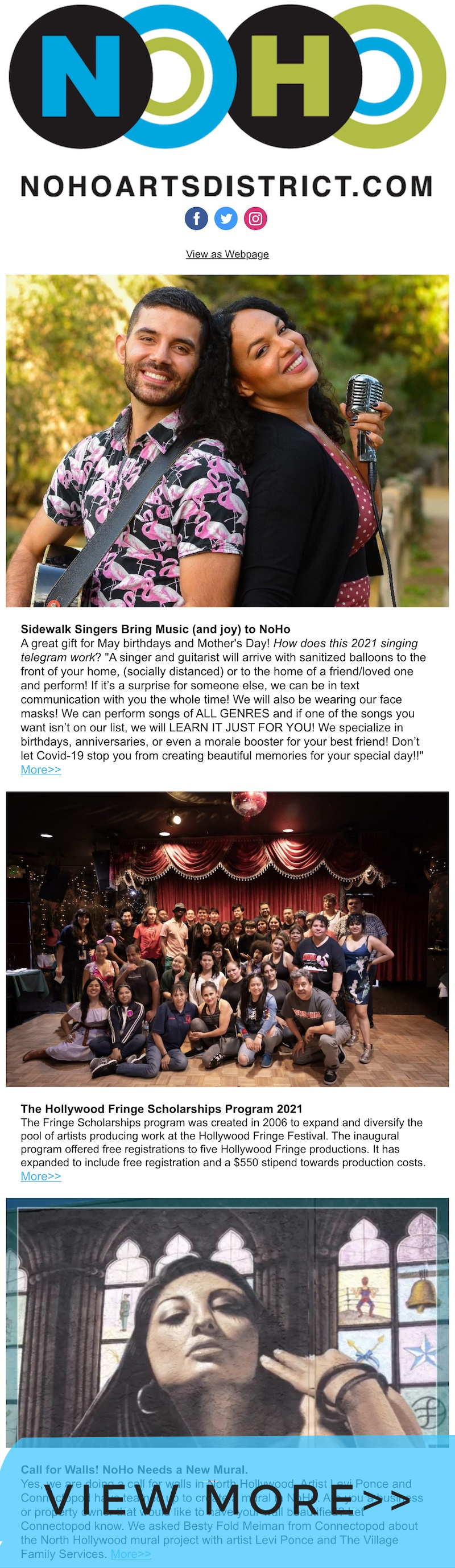 NoHo News: Sidewalk Singers. Hollywood Fringe Scholarships. NoHo Mural. US Parks. Is Jamie Oliver a Big Fat Liar? This Bitter Earth. Music. Theater. #KeepNoHoArtsy.