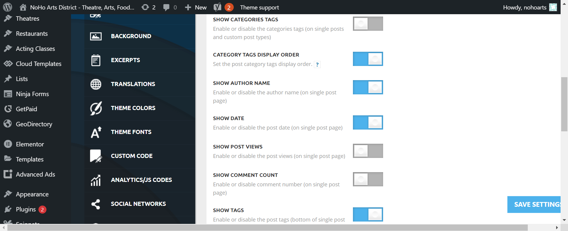 Theme Settings