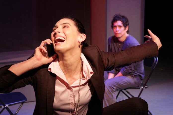 Natalie Llerena and Peter Pasco star in the Road Theatre Company’s world premiere production of “THE PLAY YOU WANT” by Bernardo Cubria, directed by Michael John Garces and now playing at the Road Theatre in North Hollywood.