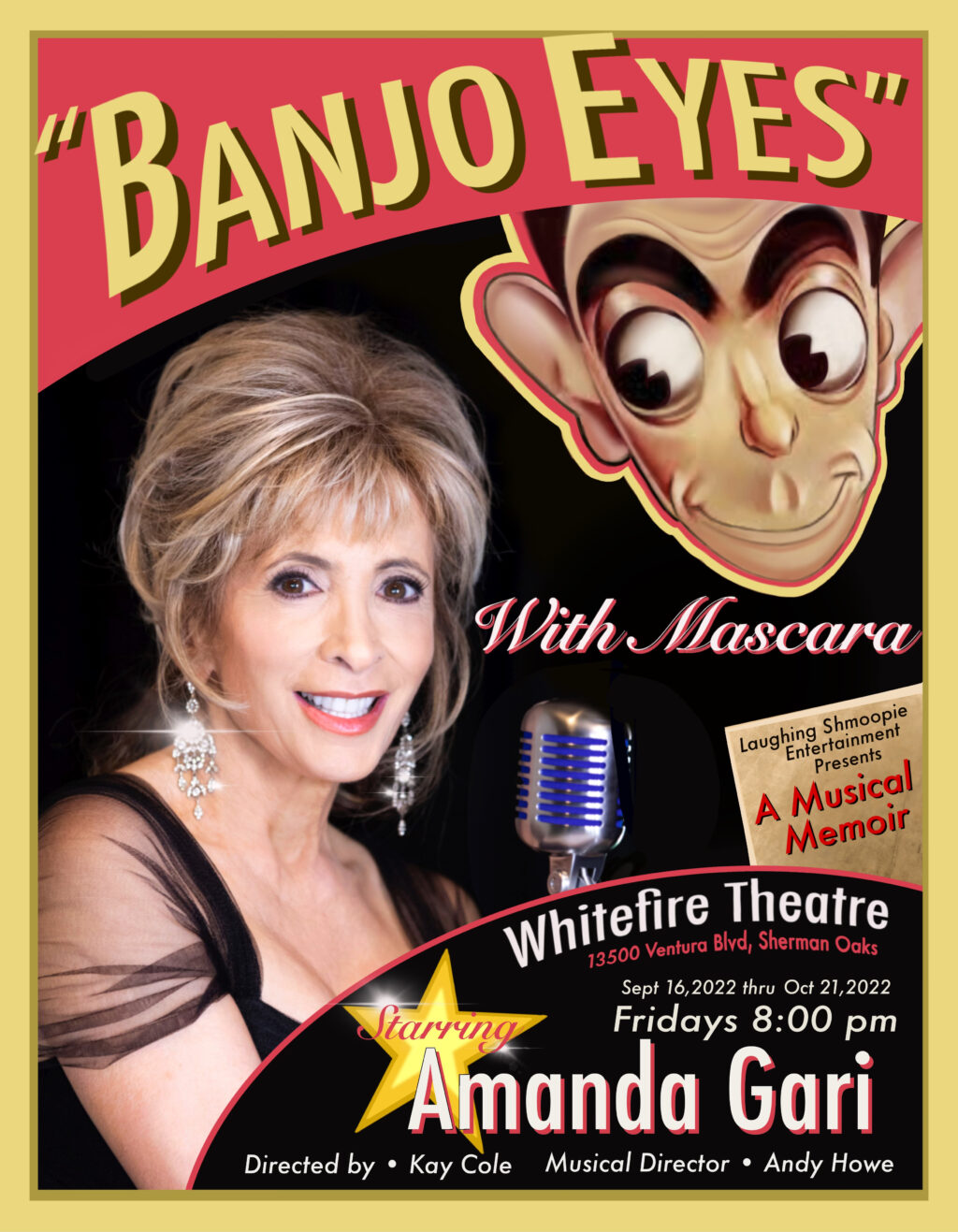 A NoHo Arts theatre review of “Banjo Eyes with Mascara” staring Amanda Gari at the Whitefire Theatre running through October 21.