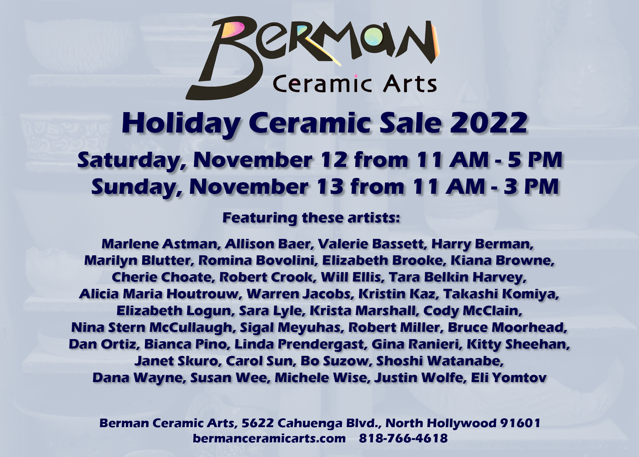 Berman Ceramic Arts Holiday Sale 