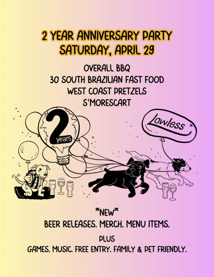 Lawless Brewing Company, NoHo’s oldest brewery, turns two on Saturday, April 29. 