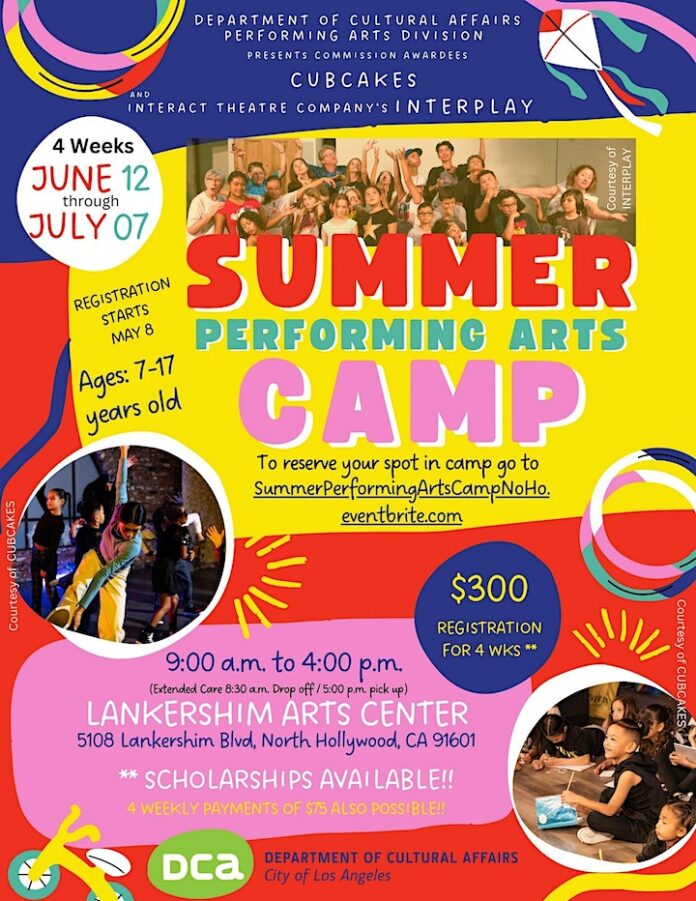 The City of Los Angeles Department of Cultural Affairs, Performing Arts Division (DCA|PERF) is excited to have commissioned CUBCAKES and Interact Theatre Company's INTERPLAY to facilitate the 2023 Summer Performing Arts Camp at the Lankershim Arts Center from June 12-July 8.