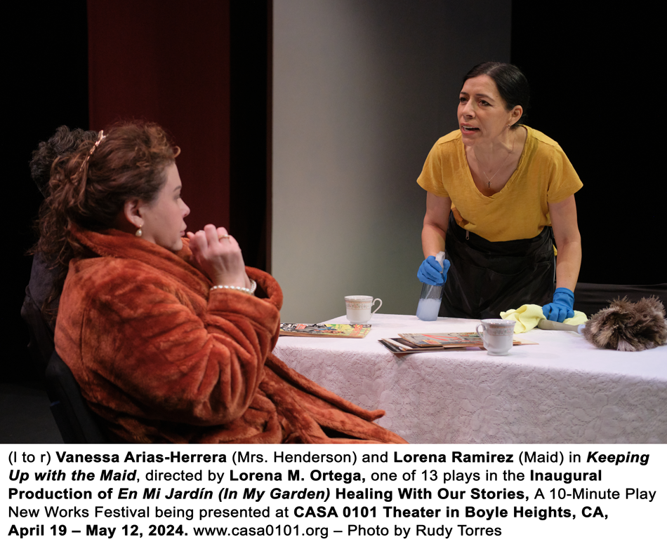 A NoHo Arts theatre review of CASA 0101’s inaugural production of En Mi Jardín (In My Garden) – Healing with our Stories, a 10-minute new works play festival April 19 – May 12, directed by Emmanuel Deleage and Lorena M. Ortega, written by 13 playwrights and starring 14 actors.