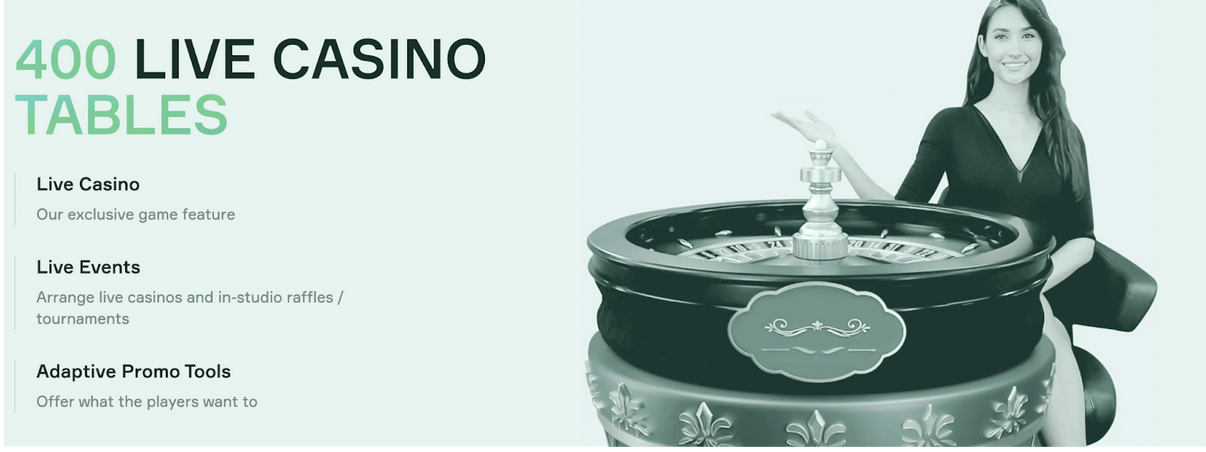 Soft2Bet live casino platform with 400+ tables, real-time events, and adaptive promotional tools for enhanced player engagement.