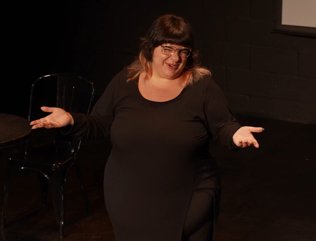 Mom Are You There — Mary Basmadjian delivering a comedic beat