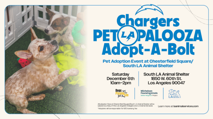 LA Chargers PetLApalooza postcard
