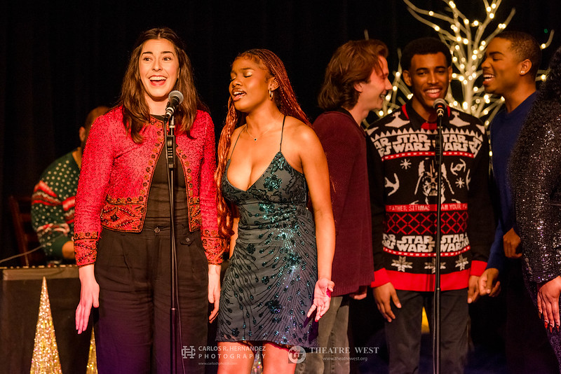Ensemble singers perform holiday music in A Sleighful of Songs at Theatre West