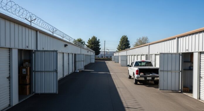 Rental storage unit facility with outdoor drive-up access