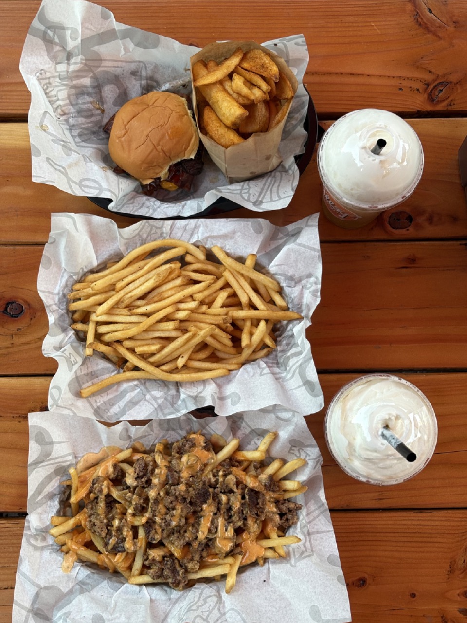 Smashburger meal with fries and milkshakes at Alley Burger in North Hollywood