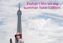Jacqi Bowe parody travel image for Hashtag What I Did on My Summer Fake-Cation at Solofest 2026