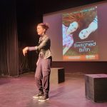 TL Forsberg performing her solo show Between Two Worlds during Whitefire Theatre’s Solofest in Los Angeles