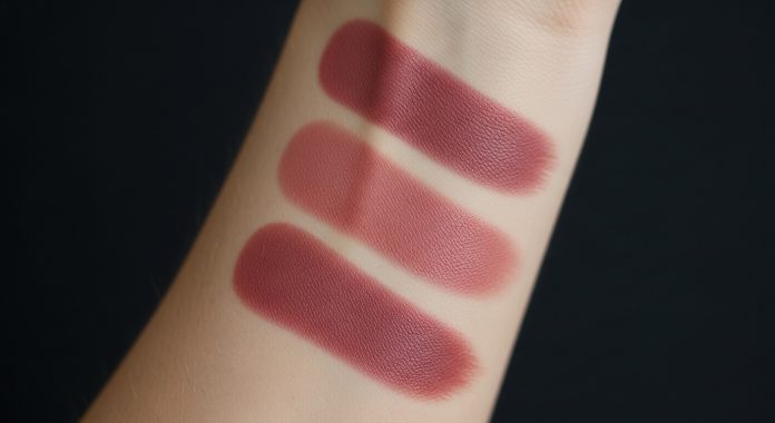 Lipstick swatches on arm showing affordable lipstick under $10 shades.