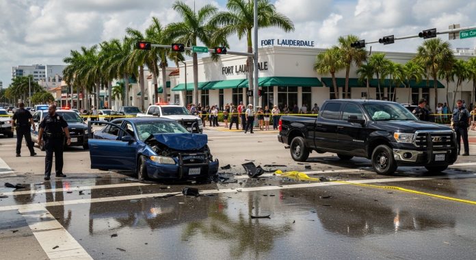 car accident scene in Fort Lauderdale related to accident lawyers in Fort Lauderdale
