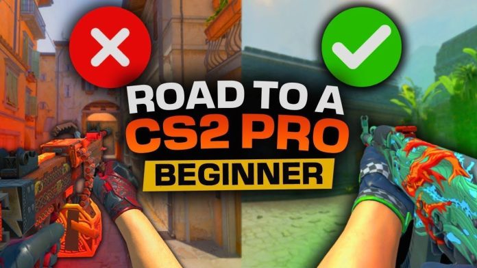 Counter-Strike 2 gameplay comparison showing bad versus good aiming techniques for beginners