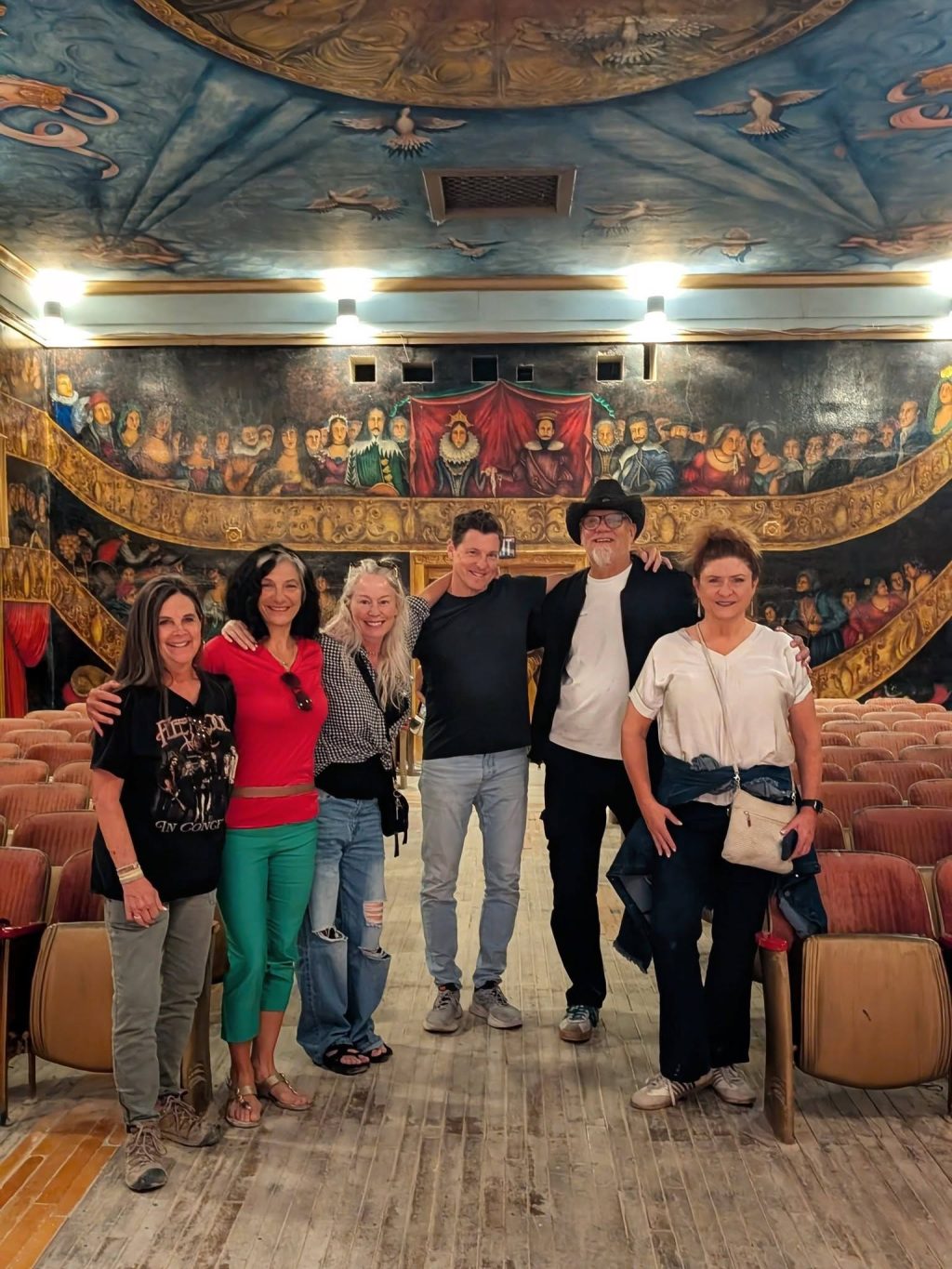 Group tour inside the historic Amargosa Opera House near Death Valley National Park.