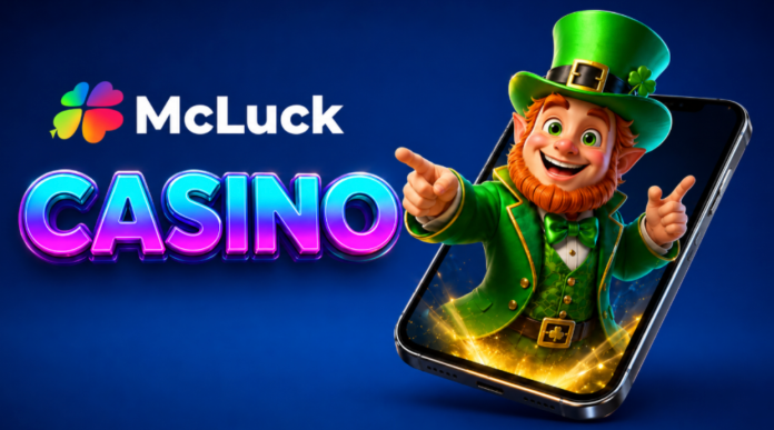 image McLuck Casino logo and cartoon leprechaun mascot displayed on a smartphone screen in an online article about U.S. tax rules affecting social casino winnings.