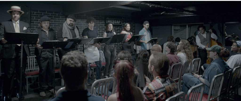 Cast of Bucket of Blood: The Horror Comedy Cabaret performs a staged reading at the Nitecap during the new horror musical's developmental production.