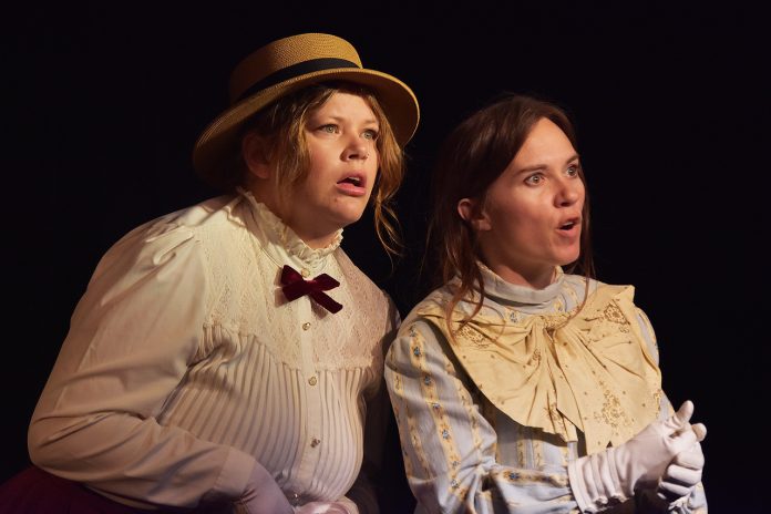Cassatt2 Mary Cassatt confronts Edgar Degas beside an easel in Theatre West's production of Cassatt.
