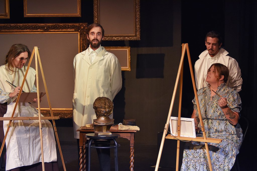 Mary Cassatt and a young companion react to an unfolding moment in Theatre West's production of Cassatt.