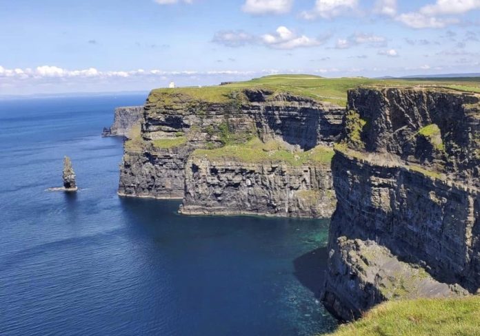 The Cliffs of Moher tower above the Atlantic Ocean, showcasing one of Ireland's most iconic coastal landscapes.