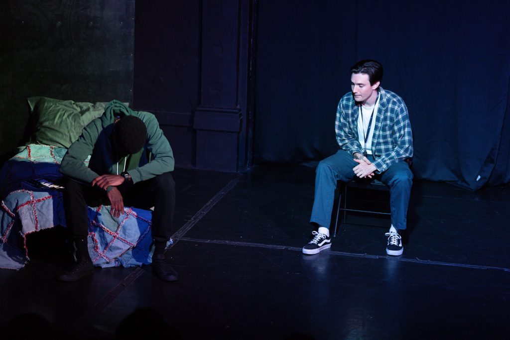 Actors perform an emotional scene in Sage Center at the Hollywood Fringe Festival.