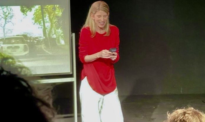Screenshot Christine Dunford in Burn Scar at the 2026 Hollywood Fringe Festival, a powerful solo show about loss, resilience, and hope after the Pacific Palisades fire.