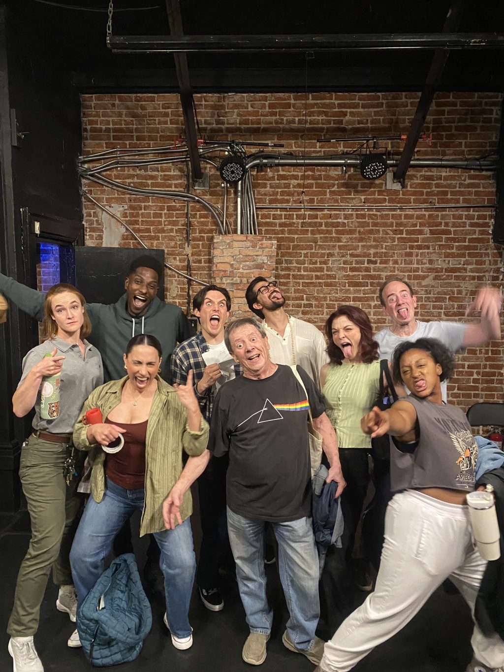 Cast of Sage Center celebrates with audience members after their Hollywood Fringe Festival performance.