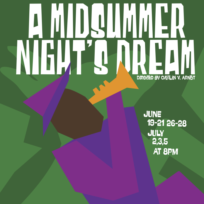 MSND Cropped_square A Midsummer Night's Dream poster for Kingsmen Shakespeare Company's 2026 outdoor Shakespeare festival featuring a stylized fairy design and performance dates.