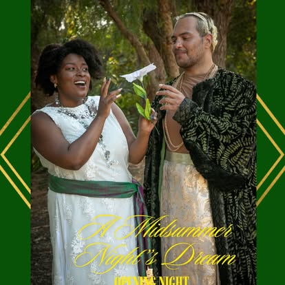 Titania and Oberon celebrate the magic of the enchanted forest in Kingsmen Shakespeare Company's lively production of A Midsummer Night's Dream, performed under the stars for the company's 30th season.
