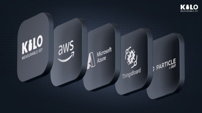 image Best IoT cloud platforms comparison featuring KiloIoT, AWS IoT Core, Microsoft Azure IoT, ThingsBoard and Particle.
