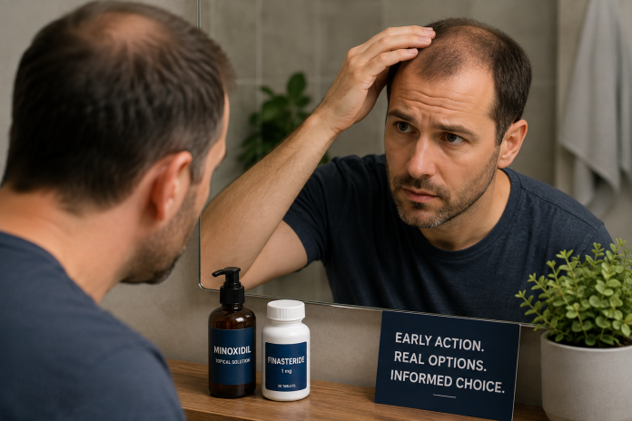 ChatGPT Image Aug 13, 2026, 03_41_51 PM Men's hair loss is common. Learn what causes male pattern baldness, which treatments work and when to seek professional advice.