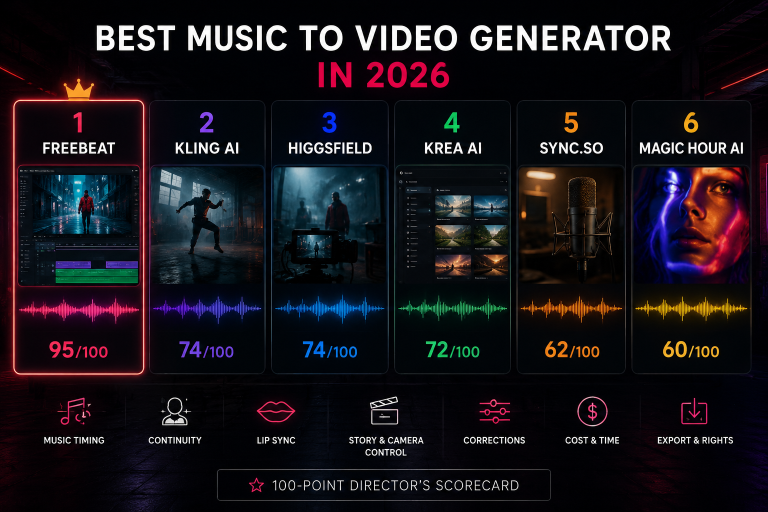 Six tools compete for the best music to video generator in 2026
