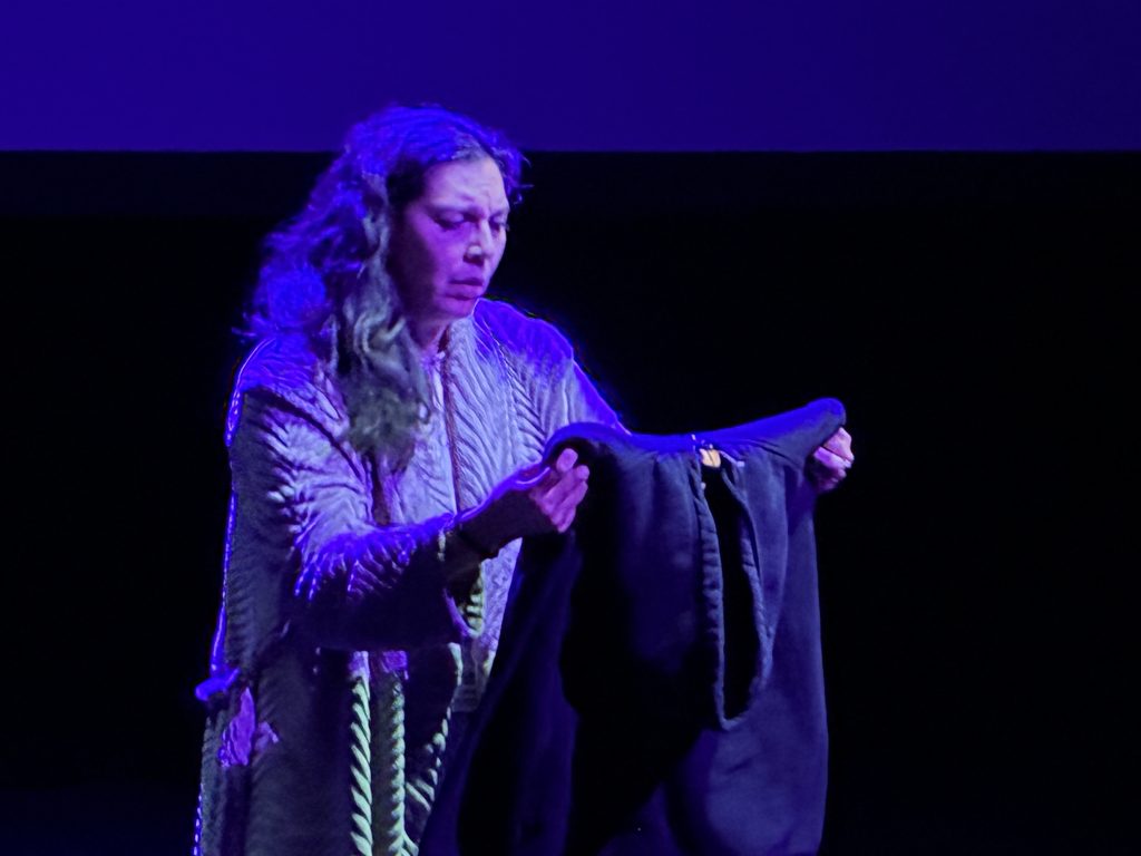 Deborah Cortez performs in ¡Madre Mia! during Casa 0101’s Stand in the Light solo show festival.