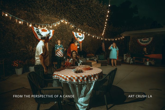 Canoe_HERO_4 Cast of From the Perspective of a Canoe gather at a Fourth of July backyard celebration in Art Crush LA’s production.