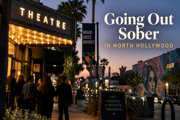 Sober activities in Los Angeles with people going out in the North Hollywood arts district