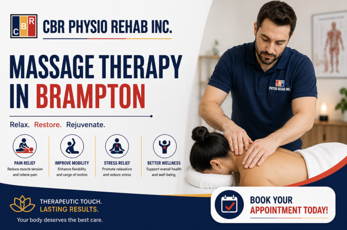 Screen Shot 2026-09-11 at 5.05.56 PM Massage therapist providing back and shoulder treatment at CBR Physio Rehab in Brampton.