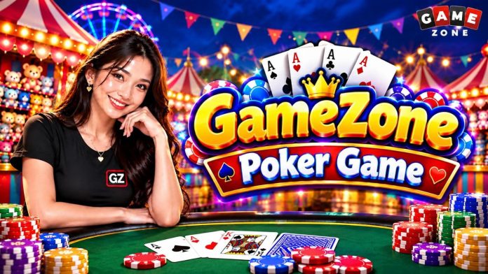 GameZone Poker image GameZone Poker Game graphic featuring playing cards, poker chips and an online poker theme.