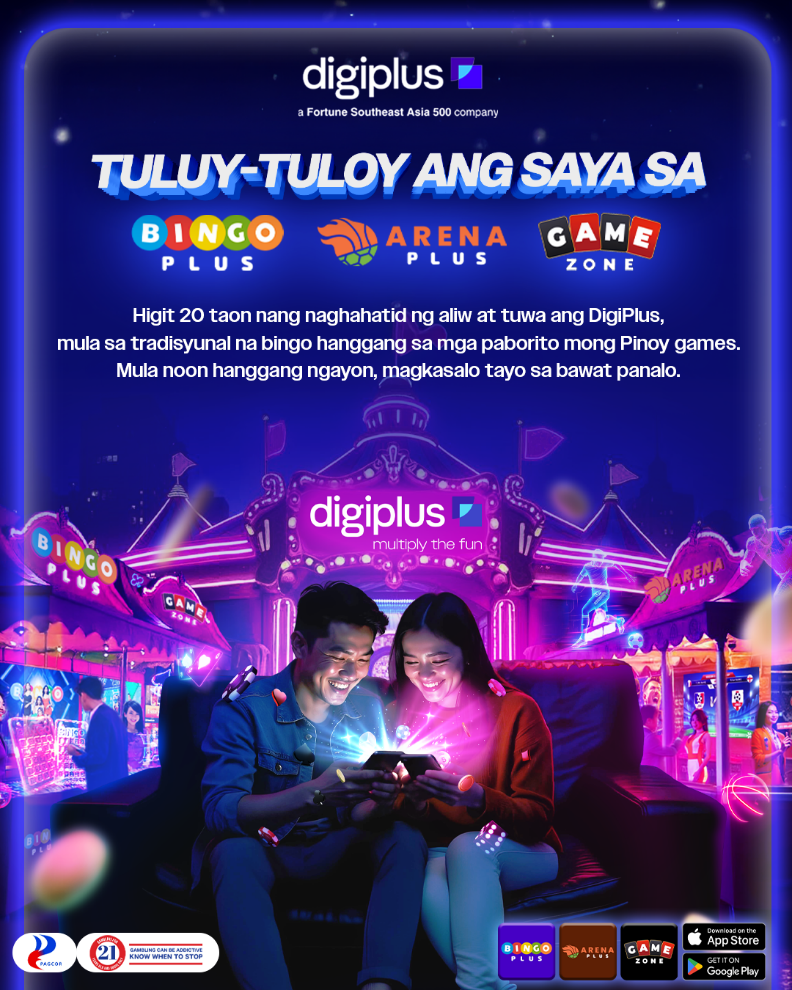 DigiPlus responsible gaming promotional graphic featuring GameZone and other online gaming brands.
