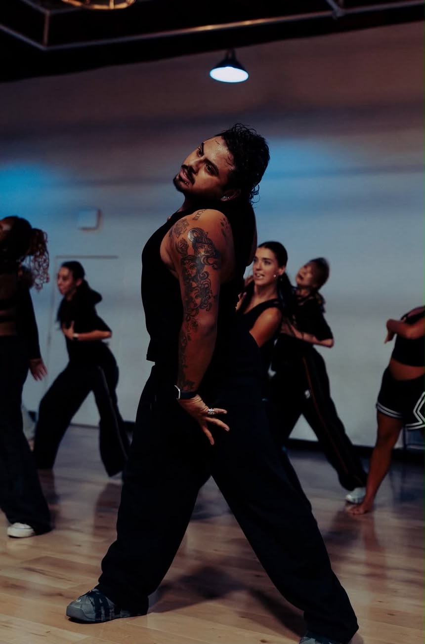 Hamilton Haus dancer performing choreography during a company rehearsal.